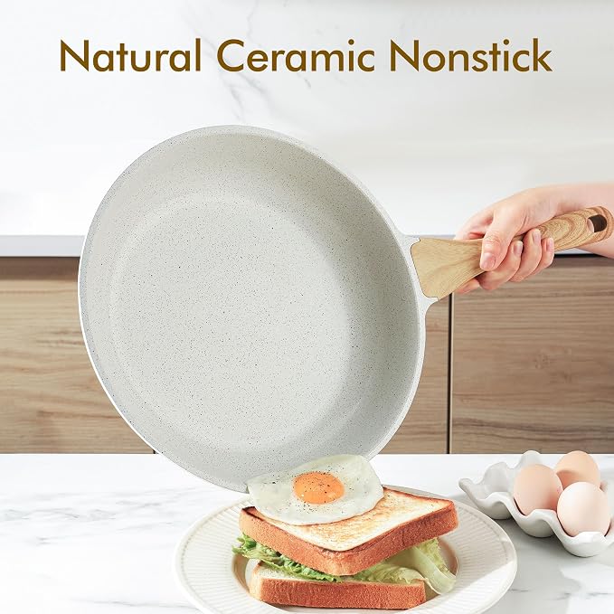 SENSARTE Nonstick Ceramic Frying Pan Skillet, 10 Inch Omelet Pan, Healthy Non Toxic Chef Pan, Induction Pan with Heat Resistant Handle, PFAS-Free