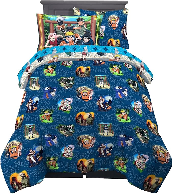 Naruto Anime Bedding Super Soft Comforter And Sheet Set With Sham, 5 Piece Twin Size, By Franco