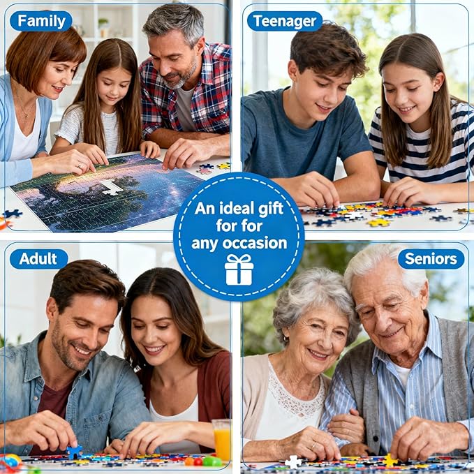 Puzzles for Adults 1000 Pieces - Starry Summer Night Themed Colorful Jigsaw Puzzles, Fun Family Game, Challenging Brain Teaser, 28 x 20 in, Great Gift Idea & Home Decor (Starlit Summer)