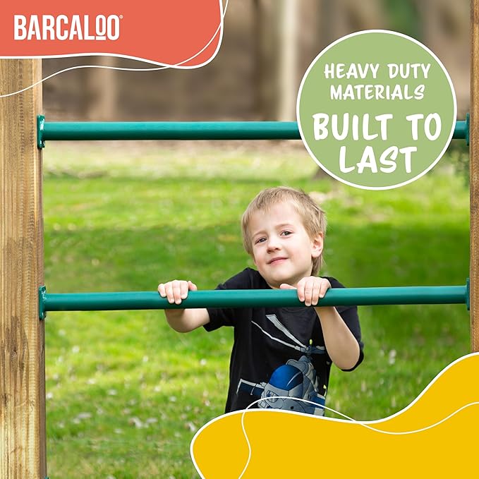 Barcaloo 36 Inch Monkey Bars for Backyard Playground Equipment & Treehouse Accessories - 6 Pack Green Outdoor Monkey Bar Kit DIY Playground Handles for Kids Swing Set