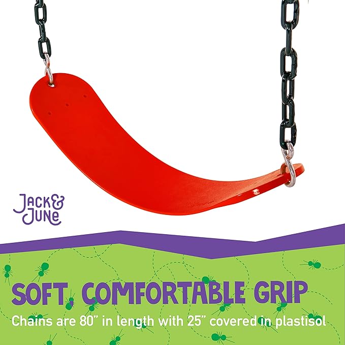 Jack & June Red Belt Playset Swing with 80” Chains Made for 5’ and 6’ Deck Height