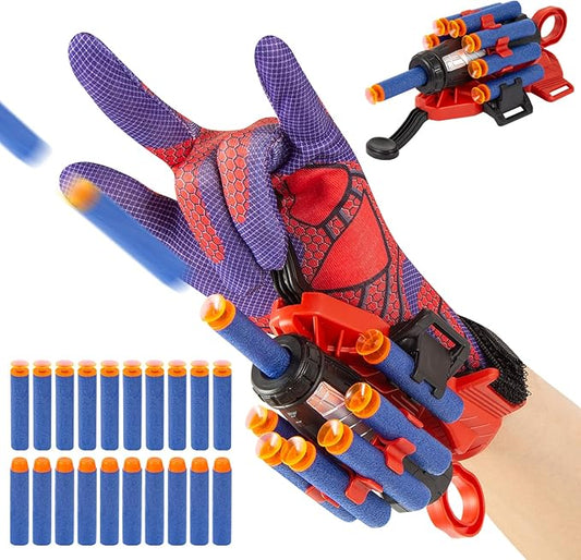Spider Gloves Man Web Shooter Toy with Wrist, Spider Launcher Gloves Cosplay Toy Set for Kids
