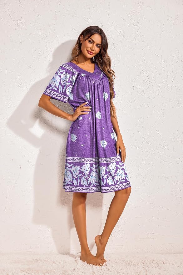 Ekouaer Womens House Dress Floral Print Moo Moos Nightgowns Moomoo Dresses Mumus with Pockets