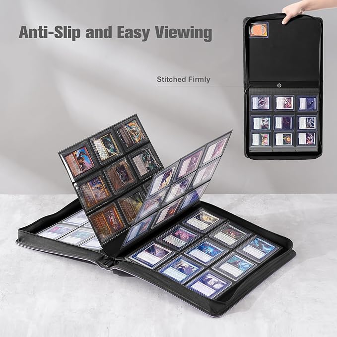 ProCase Top Loader Binder, 9 Pocket Holds 324 Toploaders, Waterproof PU Leather with Non-PVC Pockets for Trading Cards or Sports Cards, Compatible with TCG, MTG in 3"x4" Toploader -Purple
