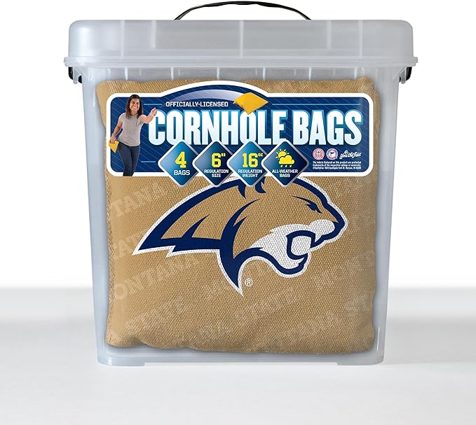 YouTheFan Officially-Licensed NCAA Set of 4 Cornhole Bags - All Weather Regulation 6” x 6” Size - 16oz Weight - Designed in USA