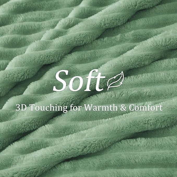 BEDELITE Ribbed Twin Blanket for Couch & Bed, Green, 60"x80" | Ultra-Soft Plush Fleece, Cozy, Warm Yet Lightweight, Ribbed Texture, Home Decor, Machine Washable, Giftable, All-Season Use