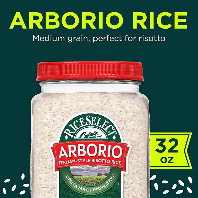 RiceSelect Arborio Rice, Premium Rice for Italian Risotto | Italian-style rice for stovetop, easy to cook, gluten-free, kosher, non-GMO, 32-ounce jar