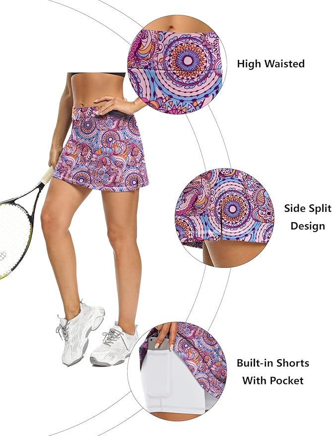LouKeith Tennis Skirts for Women Golf Athletic Activewear Skorts Mini Summer Workout Running Shorts with Pockets