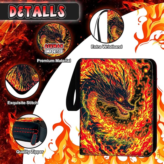 440 Card Binder 4 Pocket Trading Card Binder with 55 Page 3-Ring Removable Sleeves, High Storage Waterproof Card Holder Collection Card Album Carrying Organizer Case for MTG TCG Cards