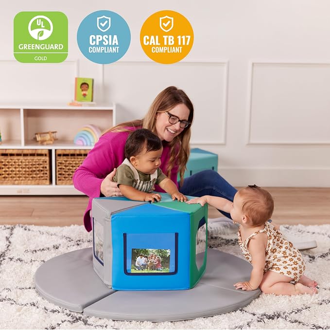 ECR4Kids SoftZone Wall of Mirrors Activity Center and Play Mat, Sensory Toy, Contemporary, 3-Piece