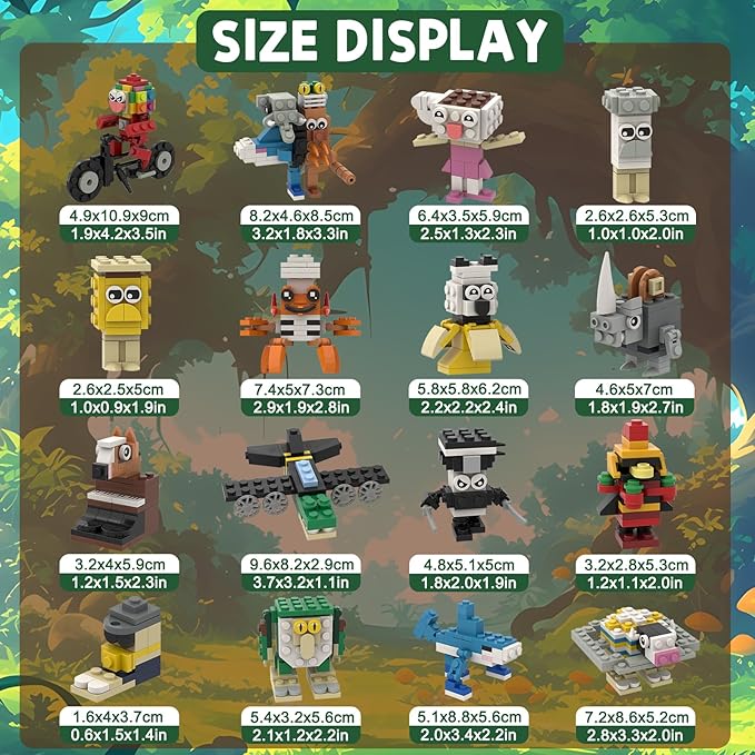 Italian Brain Rot Unique Cartoon Characters Building Blocks 16 in 1 Educational & Entertaining Gift Idea for Kids Teens & Adults