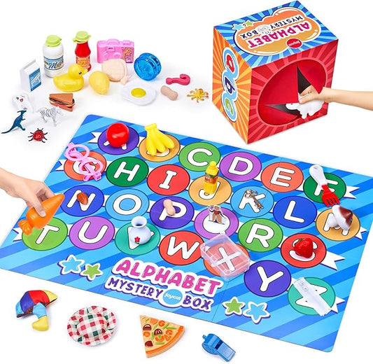 JoyCat Mystery Alphabet Box for Kids 52 PCS Letters Sorting Matching Game Activities Letter Sounds Fine Motor Learning Toys for Preschool Kindergarten Classroom - Halloween