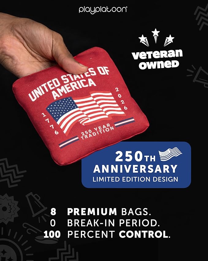 Play Platoon Pro Cornhole Bags Set of 8 - Professional Dual Sided Slick and Sticky Side Competition Corn Hole Bags - Tournament Series