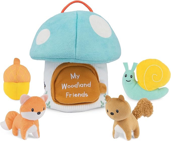 Baby GUND Play Soft My Woodland Friends 5-Piece Plush Playset with Rattle, Squeaker & Crinkle Plush Toys, Sensory Toy for Babies & Newborns, 7.5”