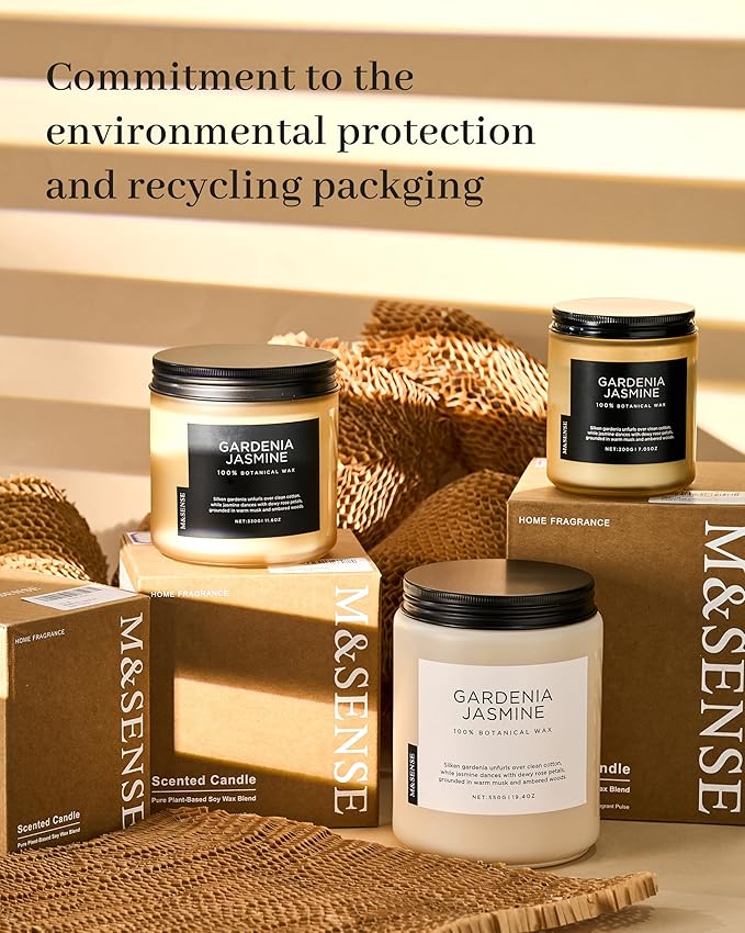 M&SENSE Fresh & Linen Cotton Scented Candles, 11.6oz Natural Soy Wax, 70-Hour Slow Burning, Clean Non Toxic Candle for Laundry, Aromatherapy Home Fragrance Gifts for Relxation Strees Relief
