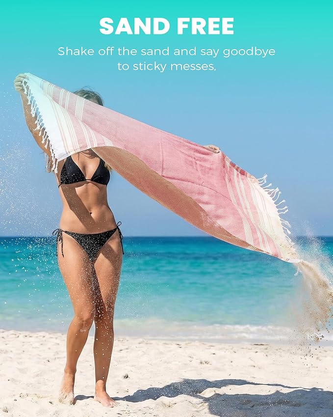 2 Pack Turkish Beach Towels Vacation Essentials Quick Dry Sand Free Women Happy Birthday Gift Ideas Mom Mother Wife Sister Her Teacher Best Friend Retirement 50th 40th 30th Godmother Proposal