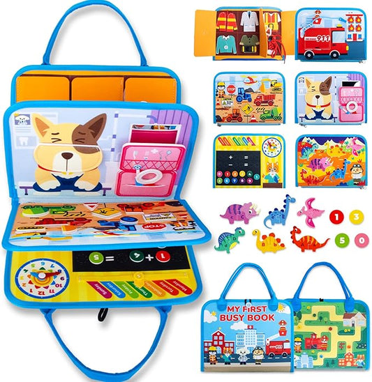 teytoy Toddler Busy Board -Montessori Toys for Kids Toddlers,Sensory Toys Educational Activity Board for Preschool Learning Fine Motor Skills,Boys Girls Travel Toys Gifts Busy Book