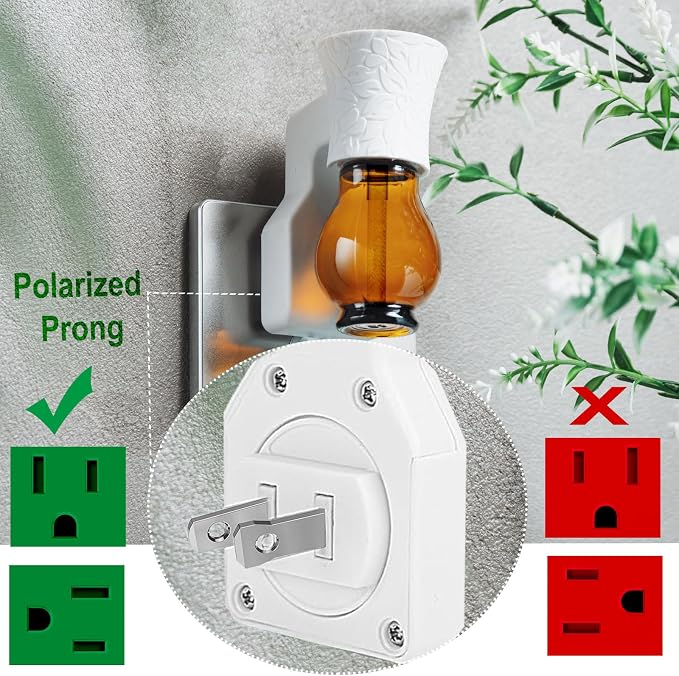 Plug in Oil Diffuser, 1 Set Blank for DIY Air Freshener Make Unique Home Scent Aromatherapy, Work with Essential Oil, EO+Water, Fragrance Refill for Plugins (White Warmer + Glass + Wick)