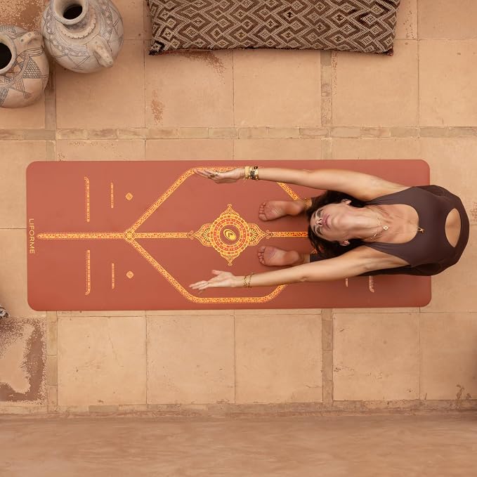 Liforme Printed Yoga Mat Collection - Free Yoga Bag Included - Patented Alignment System, Warrior-like Grip, Non-Slip, Eco-friendly, Sweat-resistant, Long, Wide and Thick for Comfort