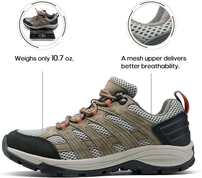 NORTIV 8 Women's Lightweight Hiking Shoes | Breathable Walking Sneakers Slip-Resistant For Outdoor Work Travel Daily Wear Wander