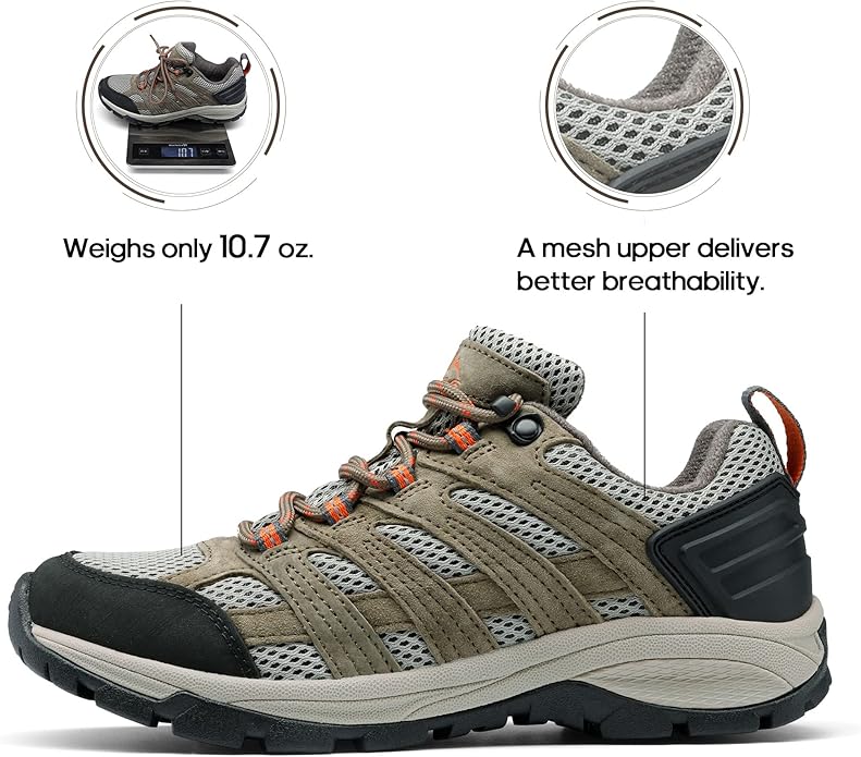 NORTIV 8 Women's Lightweight Hiking Shoes | Breathable Walking Sneakers Slip-Resistant For Outdoor Work Travel Daily Wear Wander
