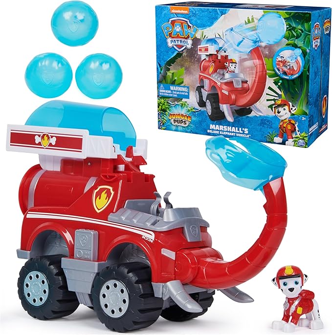 Paw Patrol Jungle Pups, Marshall Elephant Firetruck with Projectile Launcher, Toy Truck with Action Figure, Kids Toys for Boys & Girls Ages 3 and Up