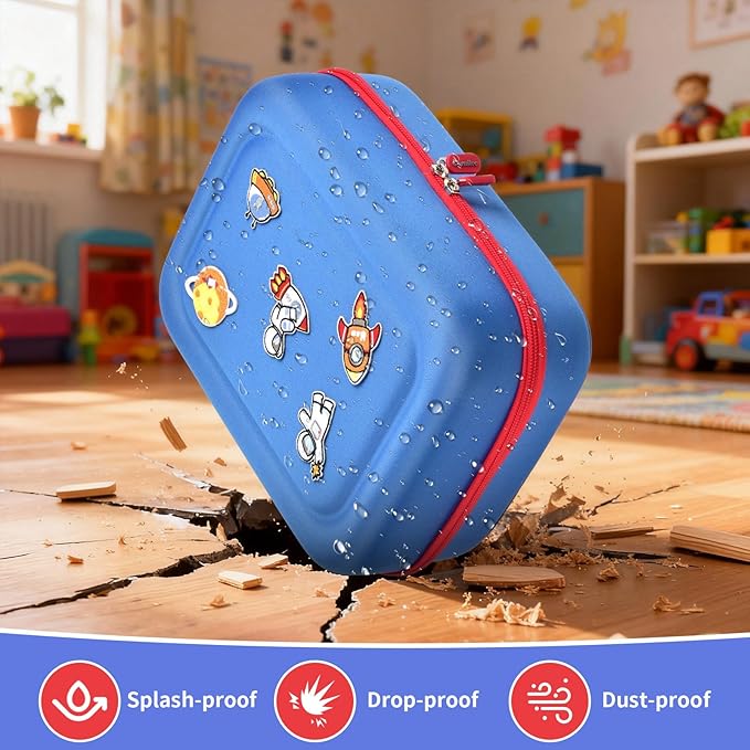 Case Compatible with Little Tikes Story Dream Machine Starter Set, Toys Storage Bag with DIY Embroidery Patches, Organizer for Projector Storytime Books and Audio Character- Blue Space (Box Only)