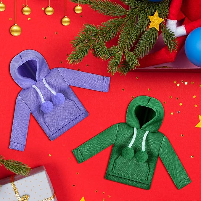 Meooeck 6 Pieces Christmas Accessories Set Including 2 Holiday Clothes Outfit, and 4 Novelty Toy Accessories for Kid(Fishing)