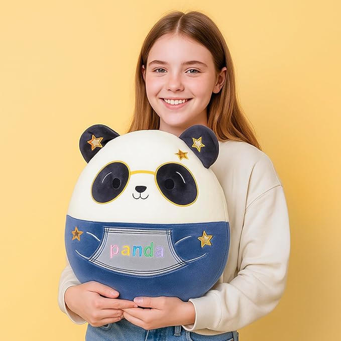 Original 12-Inch Panda Pillow Plush Stuffed Animal Toy,Big Size Soft Cute Fat Cuddle Huggable Adorable Plushy Toys,Gift for Kids