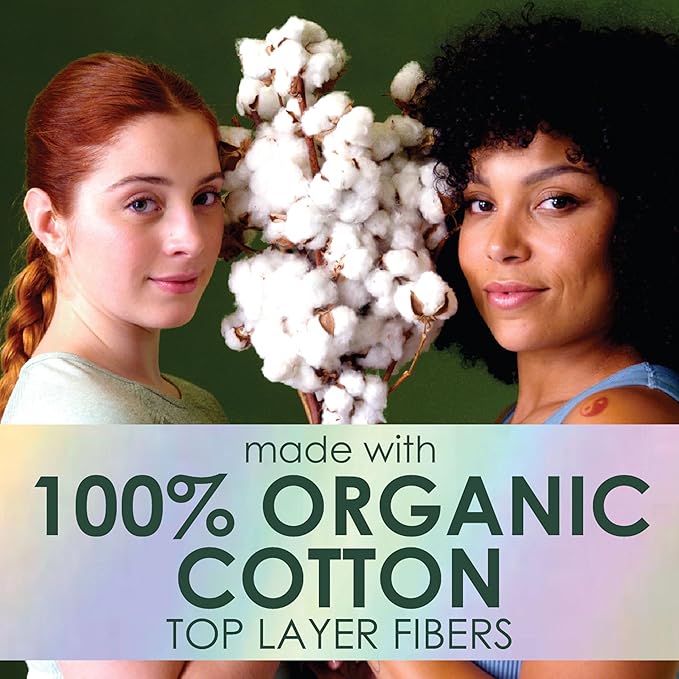 Liners for Women, Organic Cotton Top Layer, Regular Coverage, Pantiliners Made Without Synthetic Pesticides and Fragrances, Hypoallergenic and Gentle on Skin, 60 Count