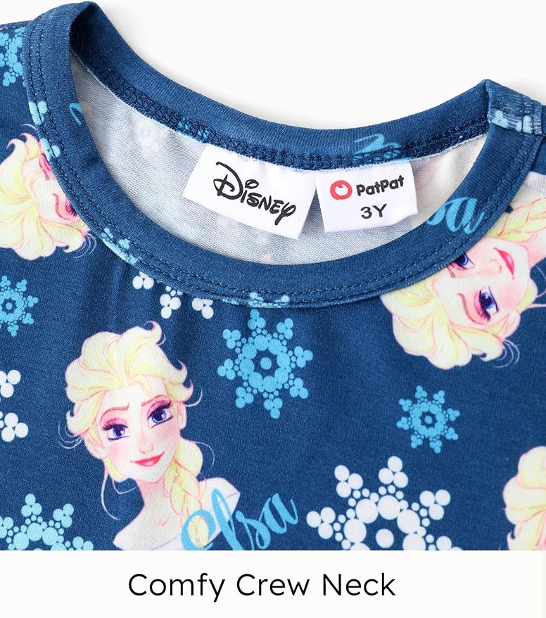 Disney Frozen Elsa Stitch Princess Minnie Mouse Toddler Girl Dresses 2 Pack Ruffle Long Sleeve Dress Set (3 Months - 6 Years)