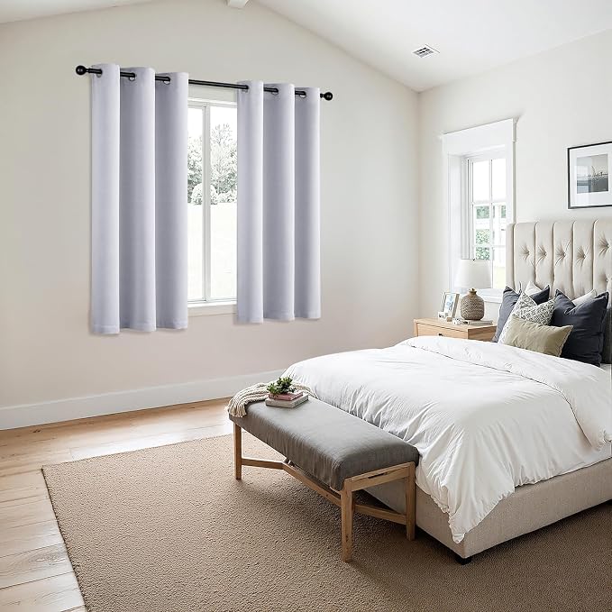MIULEE Blackout Curtains for Bedroom 2 Panels 29x40 Inch Long Greyish White | Thermal Insulated, Living Room Darkening Grommet Drapes, Noise Reducing, Light Blocking Window Treatments