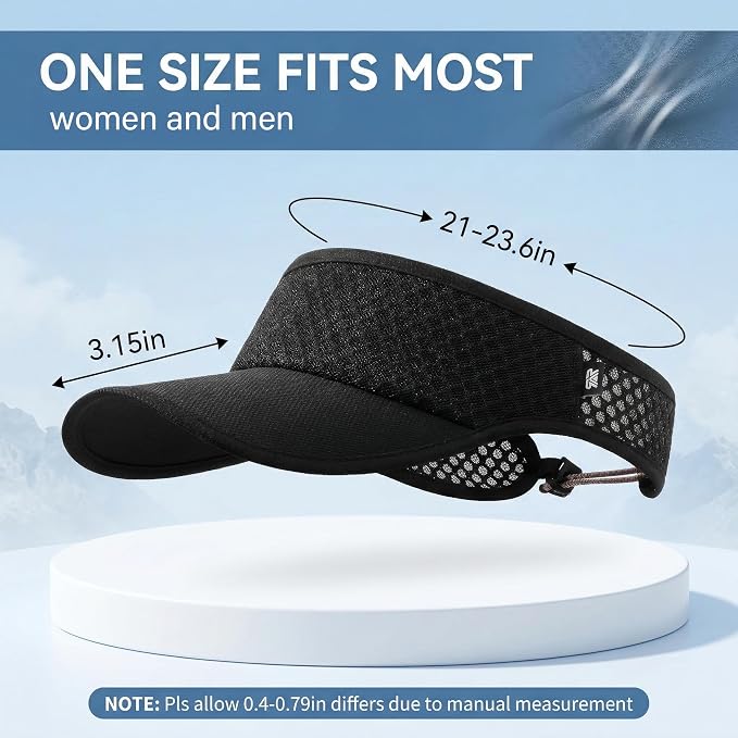 LONGLONG Sports Sun Visor Hat with Non-Slip Toggle Breathable for Women Men | Adjustable Quick Dry Moisture-Wicking Soft Lightweight Mesh Sun Protection Cap Golf Tennis Pickleball Running Garden Hiking
