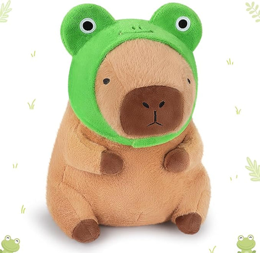 Achwishap Capybara Plush,Cute Plushies Capybara Stuffed Animals,Capybara Plush Toys,Kawaii Plushie Stuffed Toy with Frog Hat Plushies Gift for Kids Adults Birthday(Capybara with Frog Hat,12”)