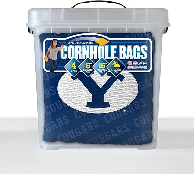 YouTheFan Officially-Licensed NCAA Set of 4 Cornhole Bags - All Weather Regulation 6” x 6” Size - 16oz Weight - Designed in USA
