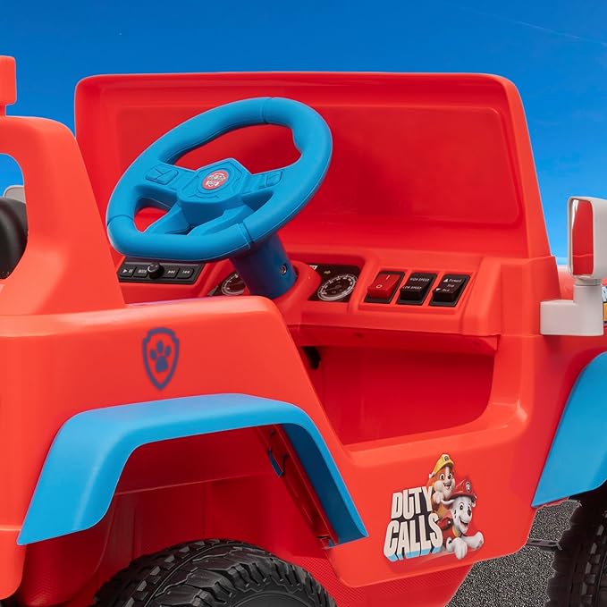 Paw Patrol - 12V Kids Ride On Jeep with Rechargeable Battery, LED Headlights, Press-Button Start, Durable Wheels, Forward & Reverse Drive, Contoured Seat