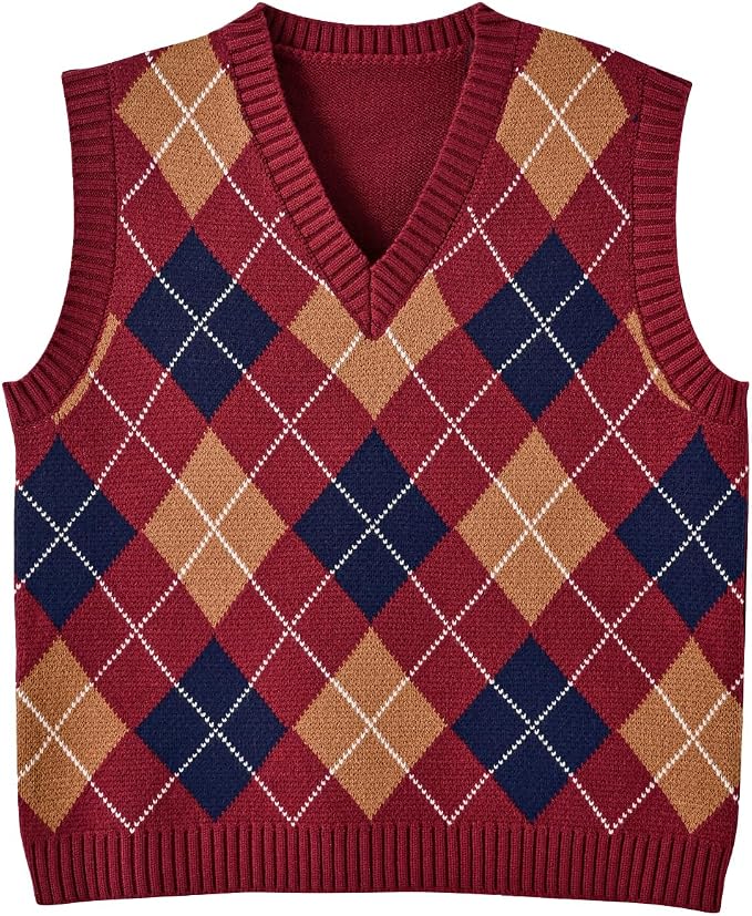 Women's Sweater Vest,Y2K Sleeveless Pattern Preppy Style Knitted Crop Tank Top for Girl