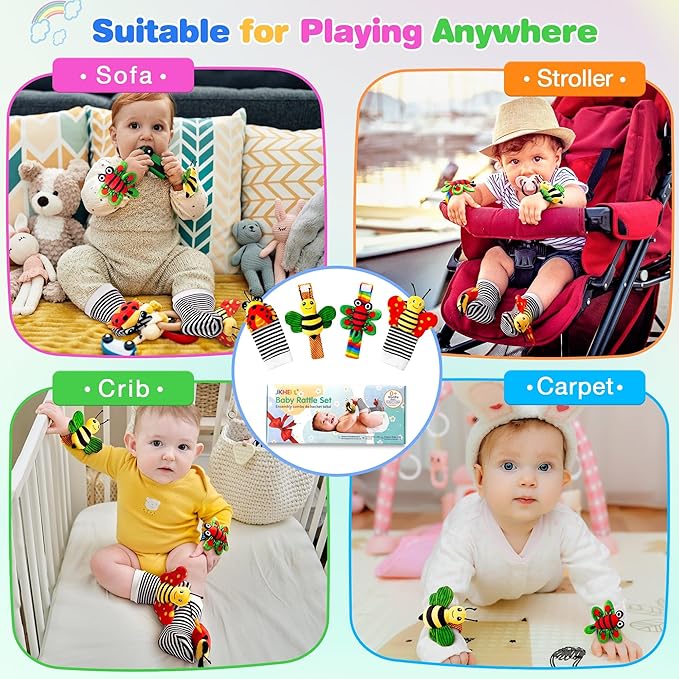 Baby Toys 0-6 Months: Baby Rattles 0-6 Months Infant Toys Baby Wrist Rattle Socks for 6-12 Month Baby Boy Girl Gifts Valentines Day Gifts for Kids