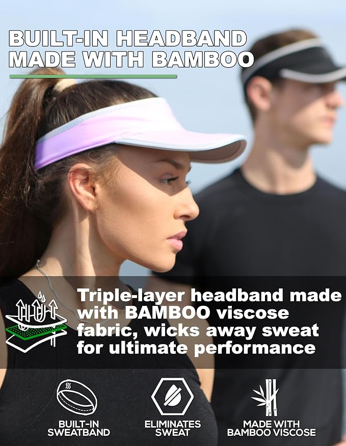 Sport Visor for Women. Sweat‑Wicking Visor for Running, Pickleball, Tennis & Golf. Lightweight & Adjustable Fit