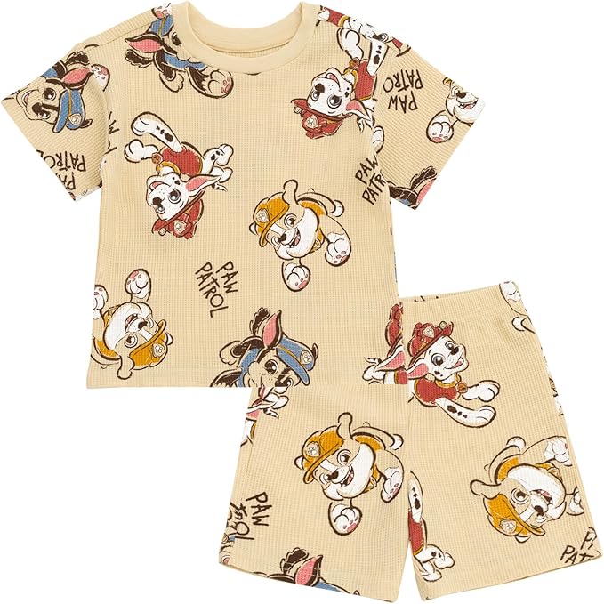 Paw Patrol Waffle Knit T-Shirt and Shorts Outfit Set Newborn to Little Kid Sizes (0-3 Months - 5)