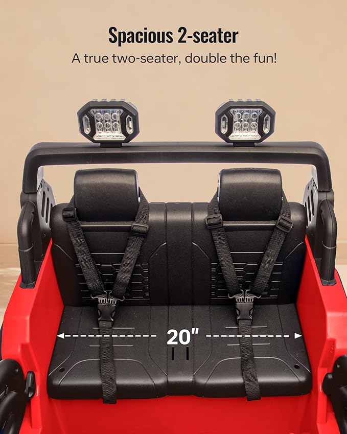 Outfunny 2 Seater Ride on Car Toy, 24V 4WD Electric Car for Kids 4-8 with Remote Control, 4x200W Motors, Capacity 150 lb - Red