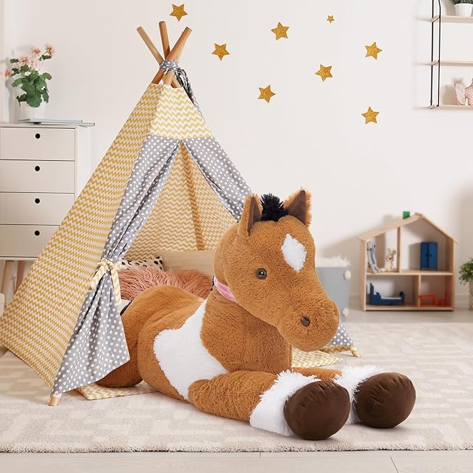 MaoGoLan Large Horse Stuffed Animal for Boy, Big Horse Plush Toy for Girl, Ridable Stuffy Pony for Kid, Stuffed Pony Plush Pillow for Baby Shower, Birthday Gifts or Party Favor, 47 inches