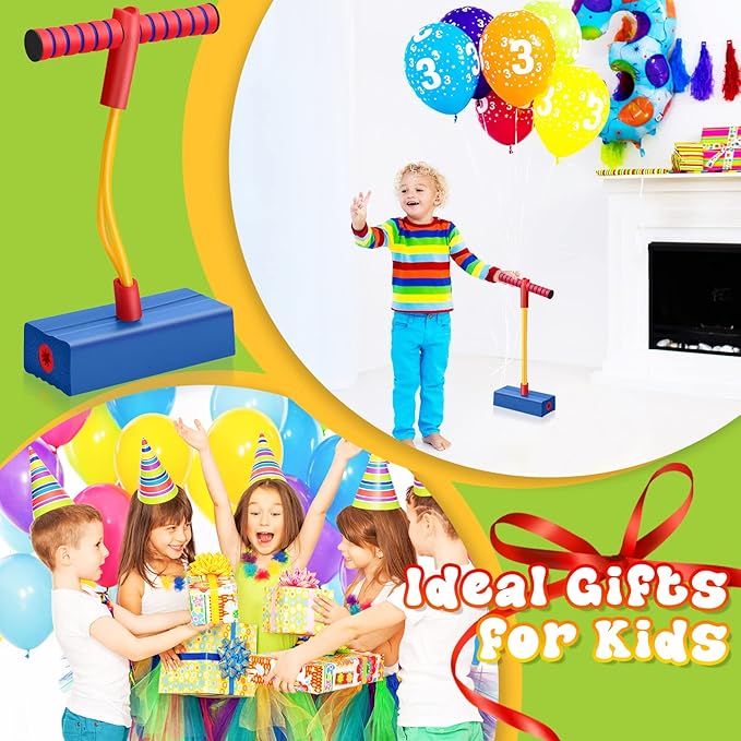 Jerify 3 Pcs Pogo Stick Foam Jumper Toy Foam Pogo Fun and Safe Jumping Stick for Kids Ages 3 and up Outdoor Indoor Toys Gift for Christmas, Makes Squeaky Sounds with Each Hop, Supports up to 250lbs