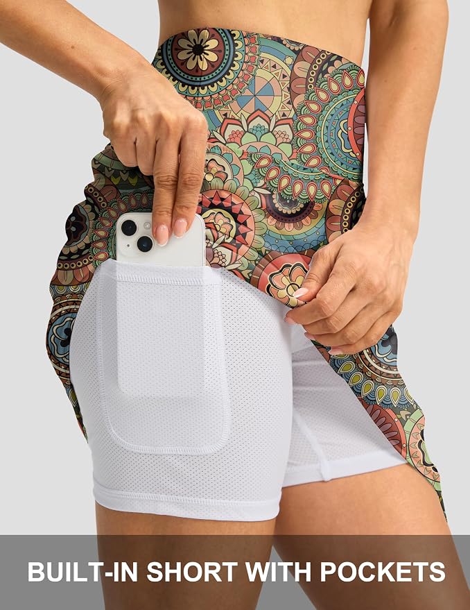 G Gradual 19" Skorts for Woman with Pockets High Waist Golf Skirt | Lightweight, Stretchy, Breathable, Tummy Control, Built-in Shorts, Athletic, Tennis, Pickleball, Casual Summer