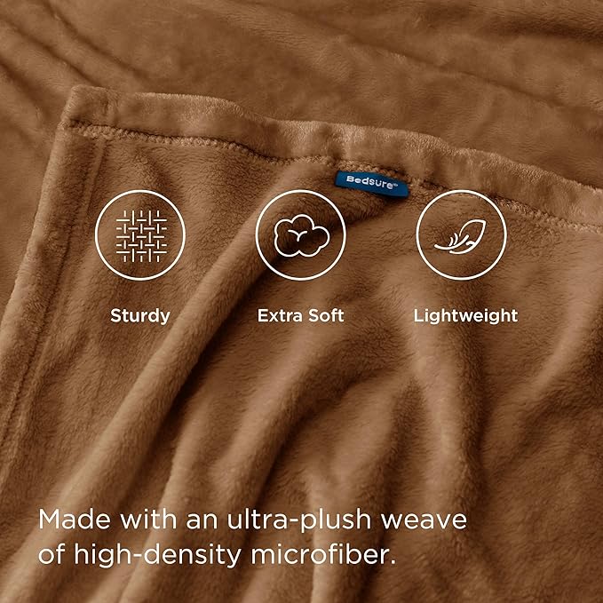 Bedsure GentleSoft Fleece Blanket Twin Size Orange - 300GSM Lightweight Plush Fuzzy Cozy Soft Warm Blanket for Bed, Sofa, Couch, Travel, Camping, 60x80 inches