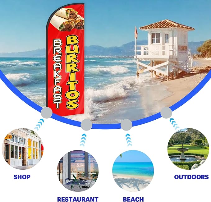 Burritos Feather Flag for Storefronts Fairs,6 FT (Flagpole Not Included) | Business Advertising Flag