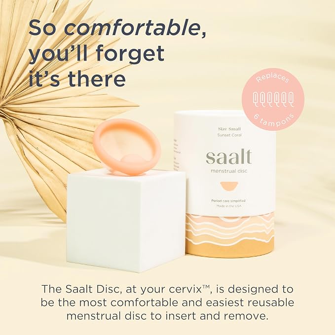 Saalt Menstrual Disc - Soft, Flexible, Reusable Medical-Grade - Removal Notch - Tampon Alternative - Made in USA - Lasts 10 Years (Coral, Regular)
