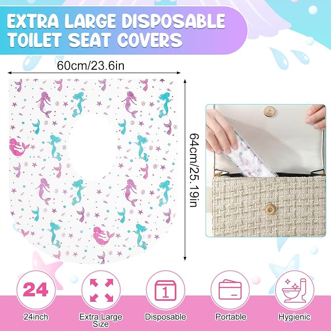 Disposable Toilet Seat Covers 20 Pack - Extra Large Waterproof Potty Covers for Public Restroom & Potty Training, Travel Must Haves & Airplane Essentials, Non-Slip