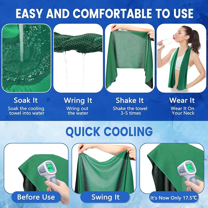 Hosuly 30 Pack Cooling Towels, 40"x12" Ice Breathable Soft Chilly Sweat Rag Microfiber Workout Rags for Gym Cooling Towels for Neck and Face for Yoga Golf Sport Running