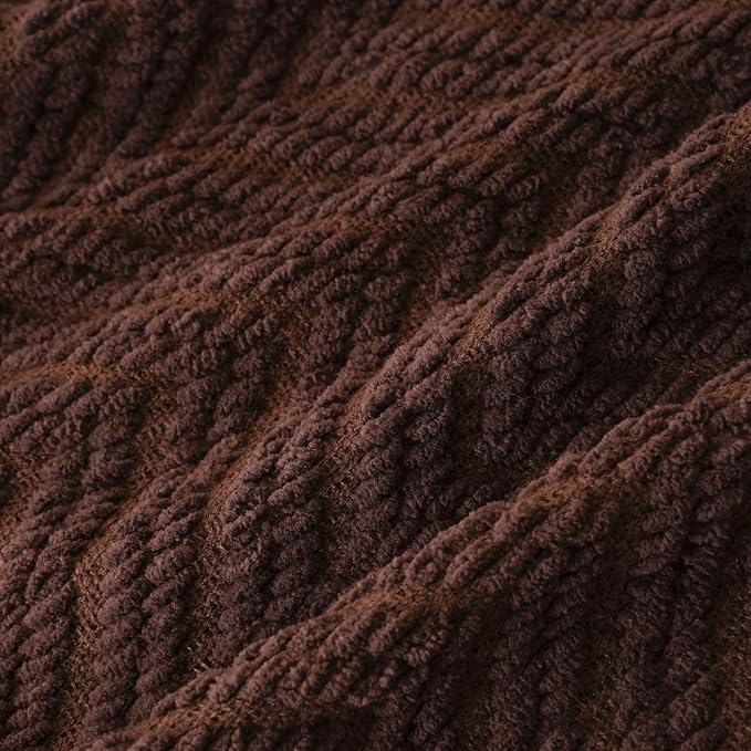 BATTILO HOME Dark Brown Throw Blanket for Couch, Super Soft Cozy Warm Chocolate Throw for Twin Bed, Living Room Chair Bed Sofa Home Decor, 60" x 80"